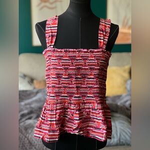 LOFT Multicolor Peplum Top – Size Large – NWT